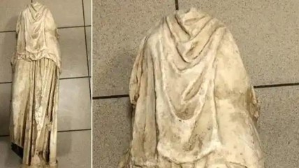 希腊垃圾桶旁发现两千年前文物：无头女人雕像